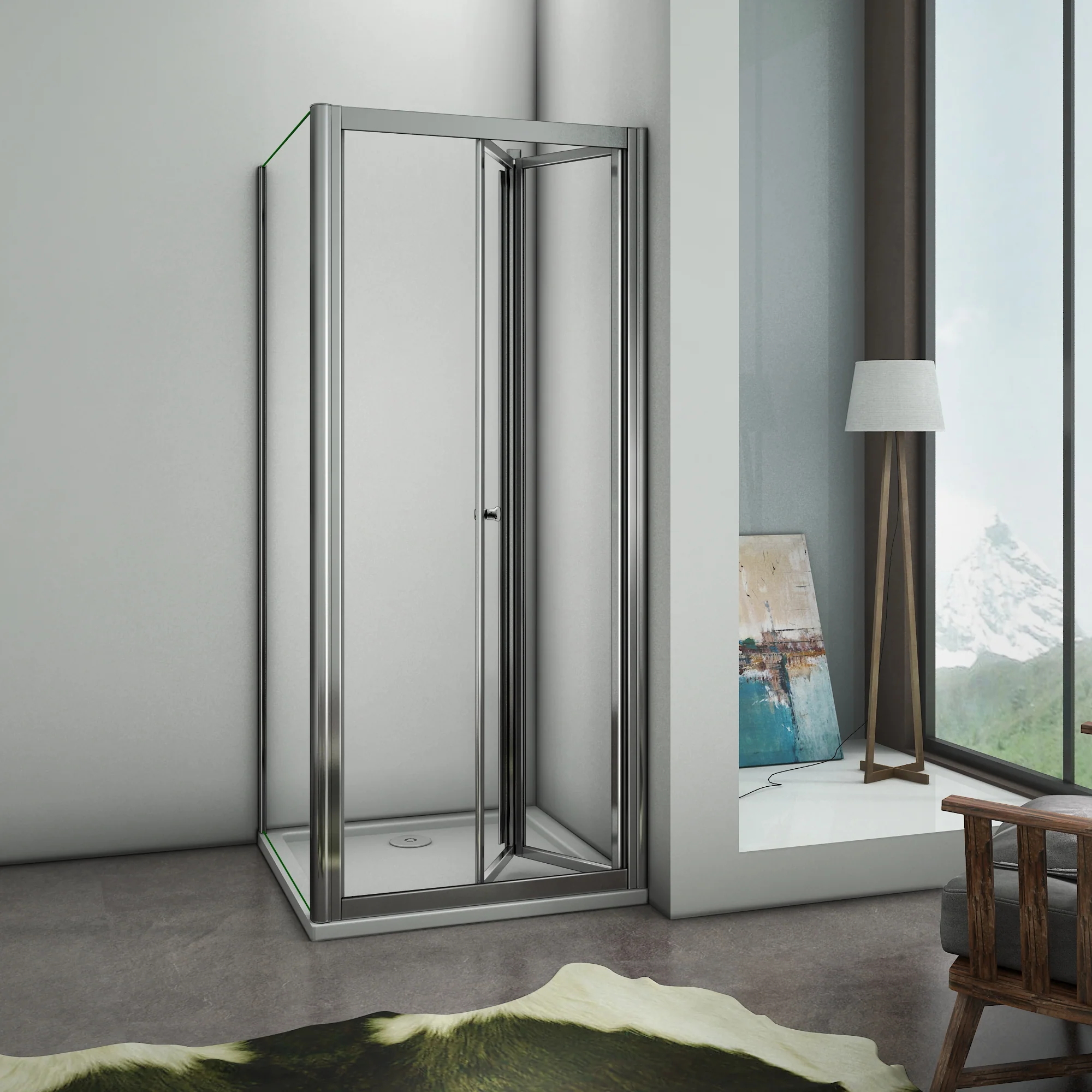 Aica 185 cm Box Docica Angolare Porta Scorrevole a Soffietto Vetro Temperato Trasparente Telaio Cromo Lucido varie dimensioni - Image 3