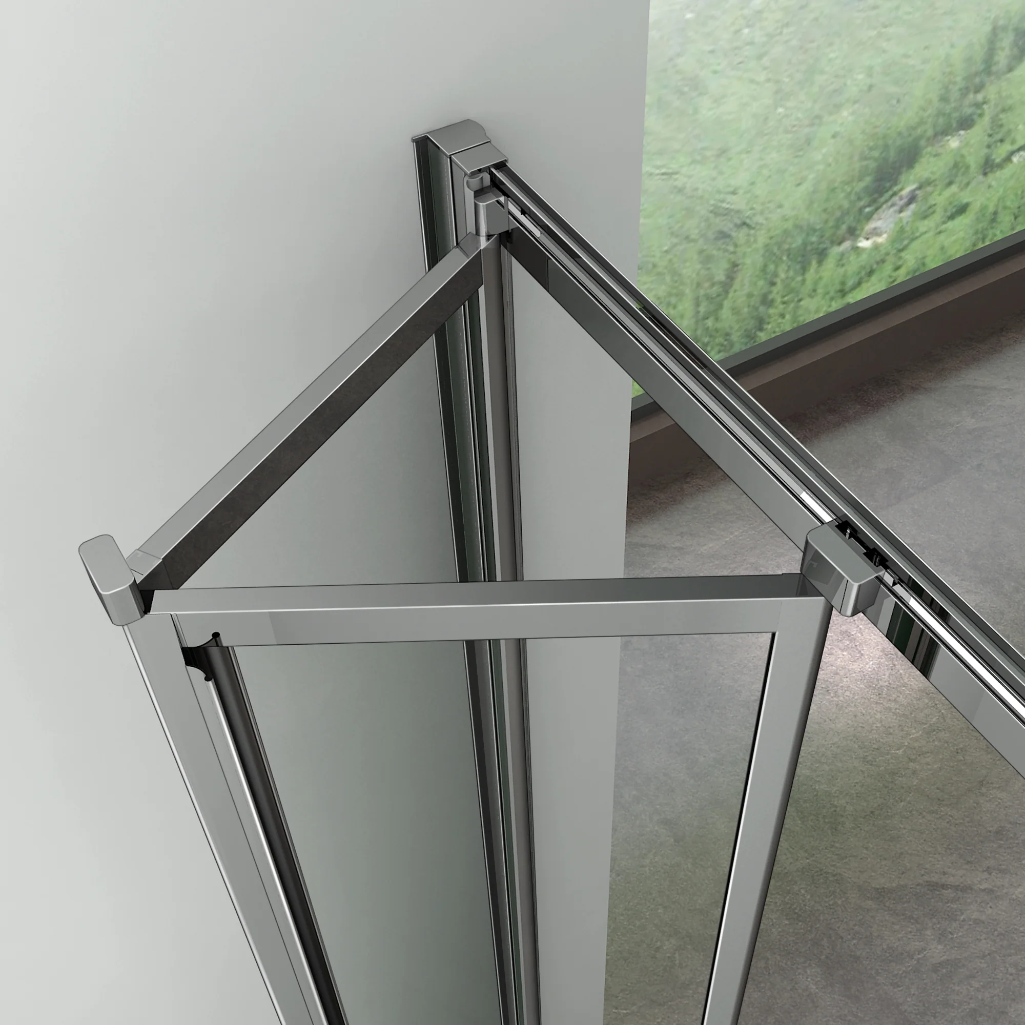Aica 185 cm Box Docica Angolare Porta Scorrevole a Soffietto Vetro Temperato Trasparente Telaio Cromo Lucido varie dimensioni - Image 6