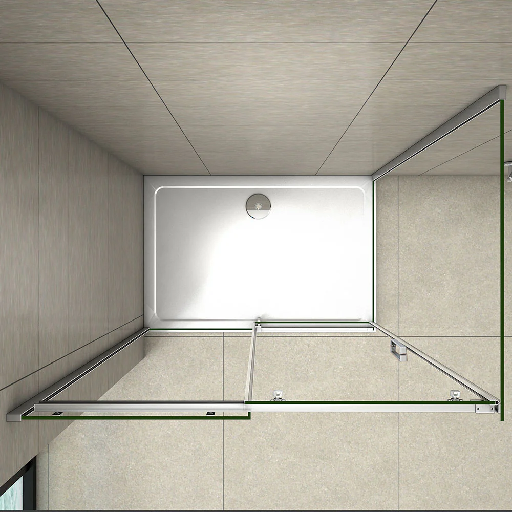 Aica 195cm Box Doccia Angolare Porta Scorrevole Vetro 8mm Temperato Anticalcare Trasparente Telaio Cromato Lucido varie dimensioni - Image 5