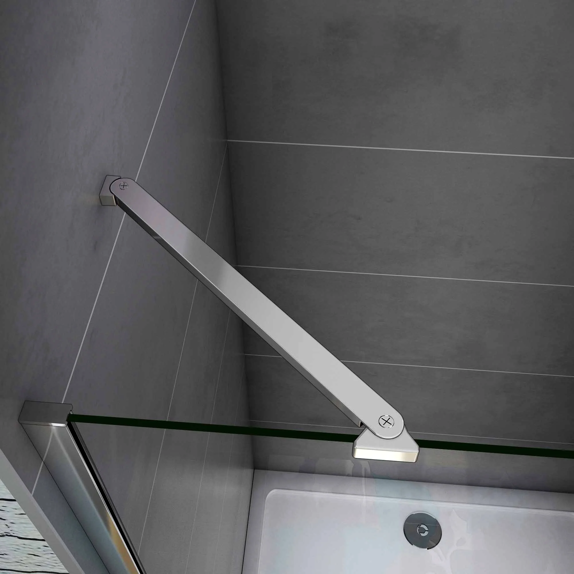 Aica 195 cm Box Doccia Angolare Doppie Porte Apertura Battente Vetro Temperato 6 mm Trasparente Anticalcare Con Barre Stabilizzatrici - Image 7