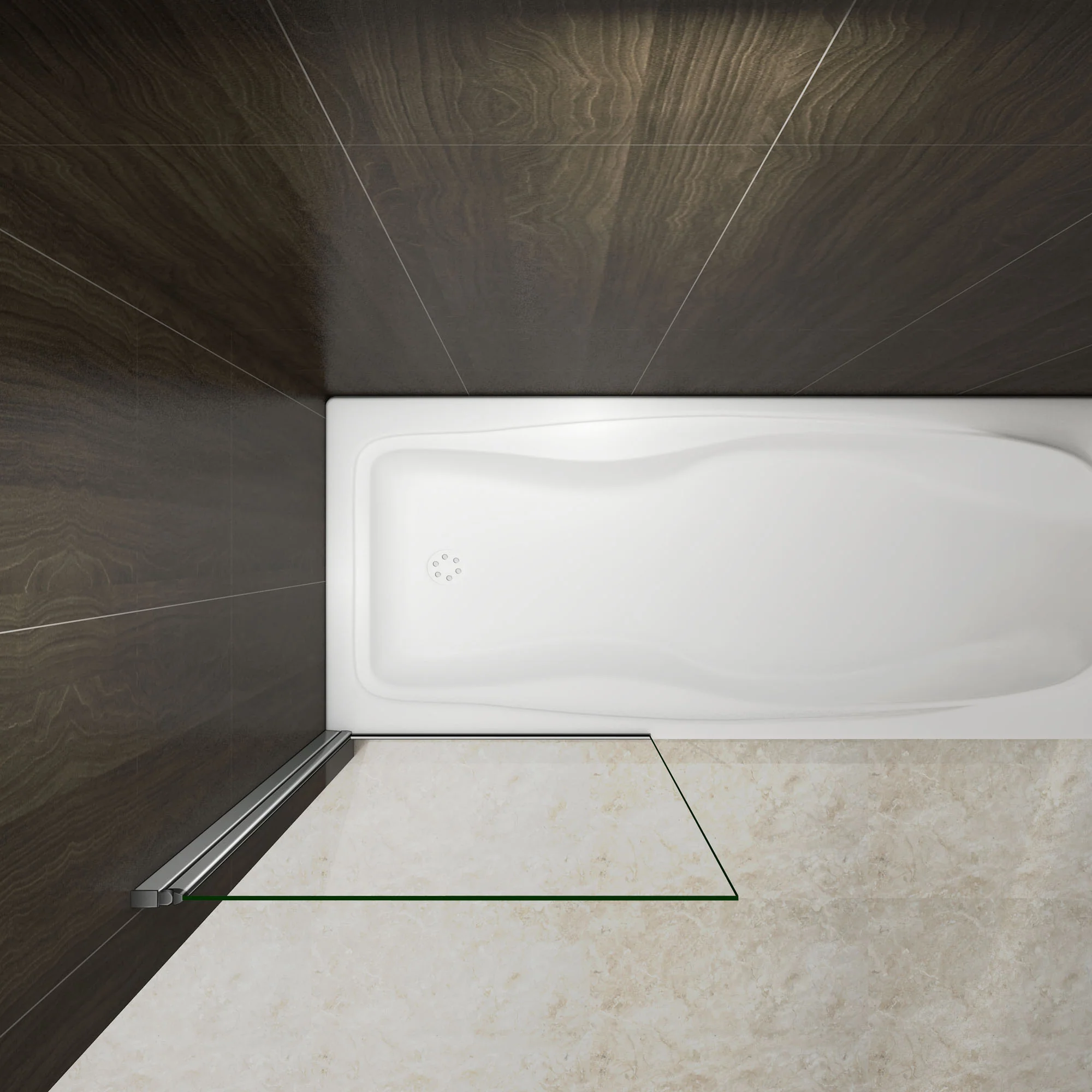 Aica 80x140 cm Sopravasca Parete Per Vasca Pannello Singolo Vetro Temperato 6 mm Trasparente Telaio Cromato Lucido - Image 5