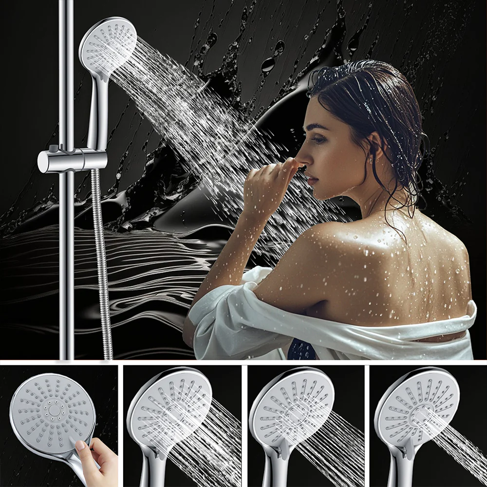 AICA Colonna doccia con miscelatore meccanico, rubinetto doccia 28x4.5cm, soffione doccia rotondo da 25cm in acciaio inox cromato - Image 5