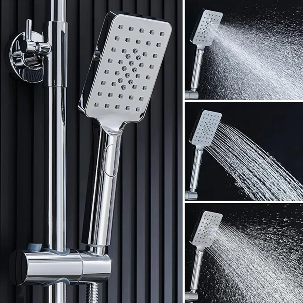 AICA Colonna doccia con miscelatore termostatico, rubinetto doccia 29x4.5cm, soffione doccia quadrato 25x25cm in acciaio inox cromato o Nero opaco - Image 12