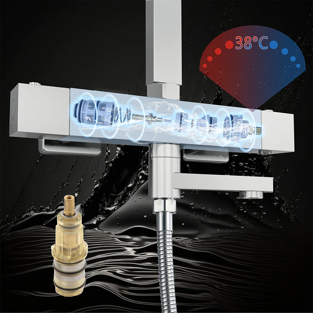 AICA Colonna Doccia Rotondo con Miscelatore Termostatico per Doccia, Doccia Soffione Colonna e Soffione Doccia,Cromato - Image 4