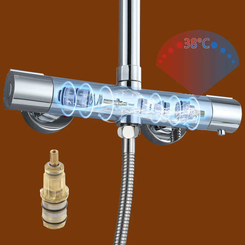 AICA Colonna Doccia Rotondo con Miscelatore Termostatico per Doccia, Doccia Soffione Colonna e Soffione Doccia,Cromato - Image 7