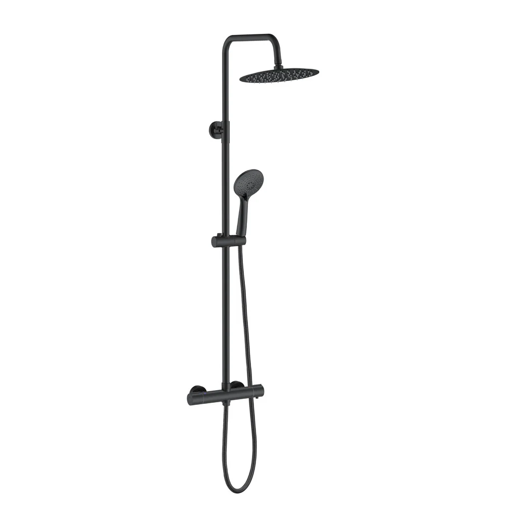 AICA Colonna Doccia Rotondo con Miscelatore Termostatico per Doccia, Doccia Soffione Colonna e Soffione Doccia, Matt Black - Image 2