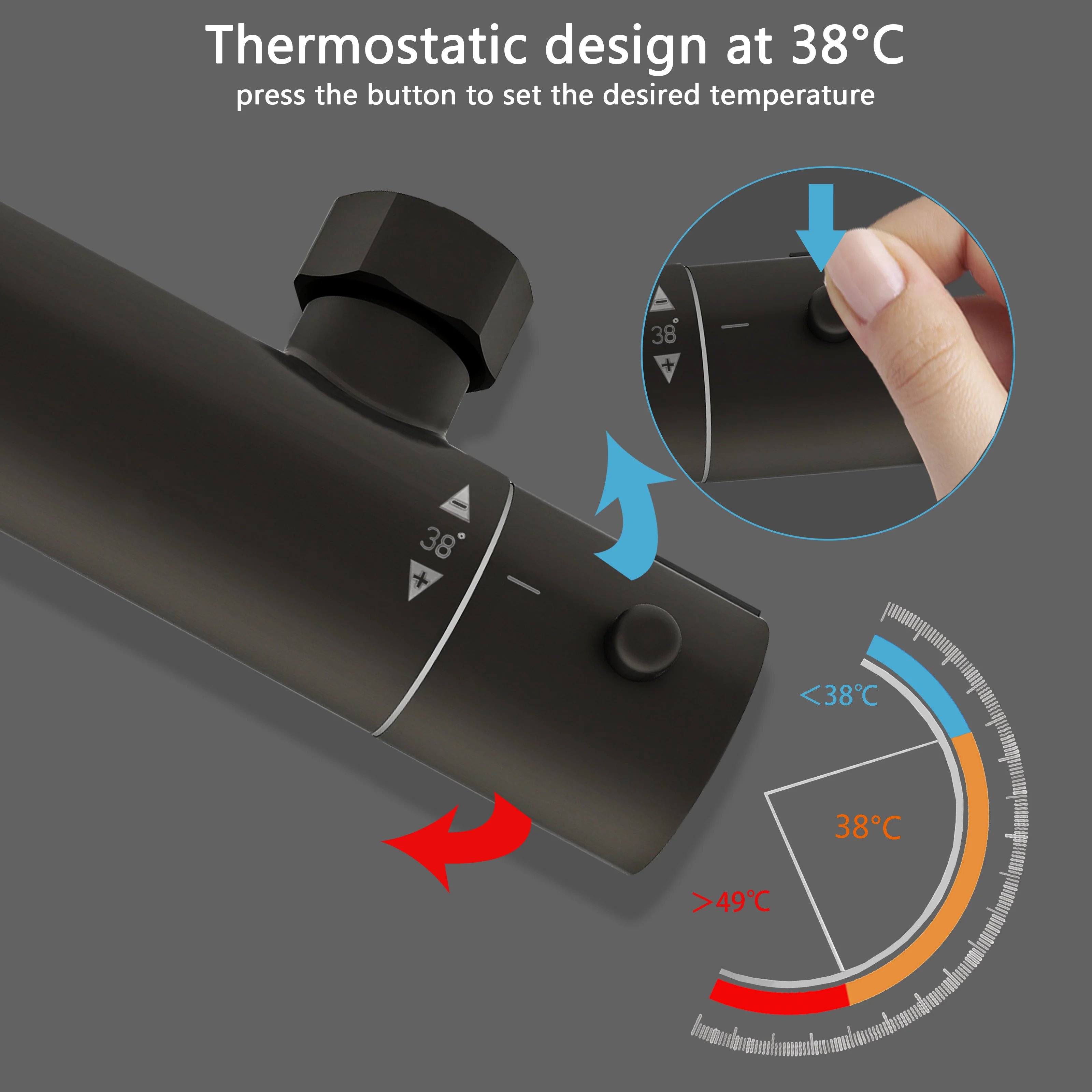 AICA Colonna doccia doccia con miscelatore termostatico, soffione quadrato 20x20cm in acciaio inox, regolabile in altezza, disponibile in cromo/nero - Image 11