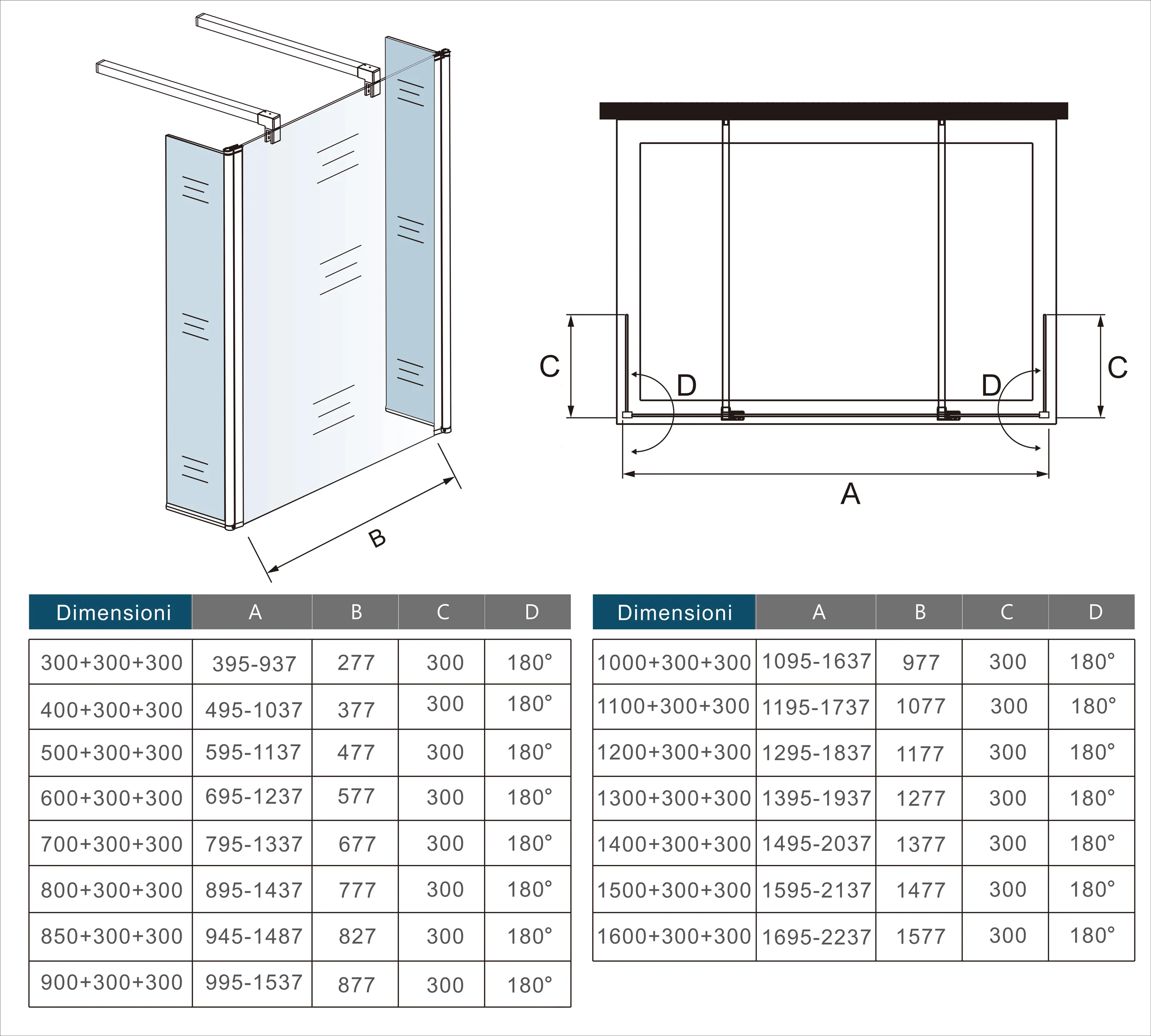 Aica 200cm Walk In Parete Per Doccia Vetro Trasparente Anticalcare Doppia Paretina Mobile Da 30 cm e Doppia Barra Stabilizzatrice - Image 11