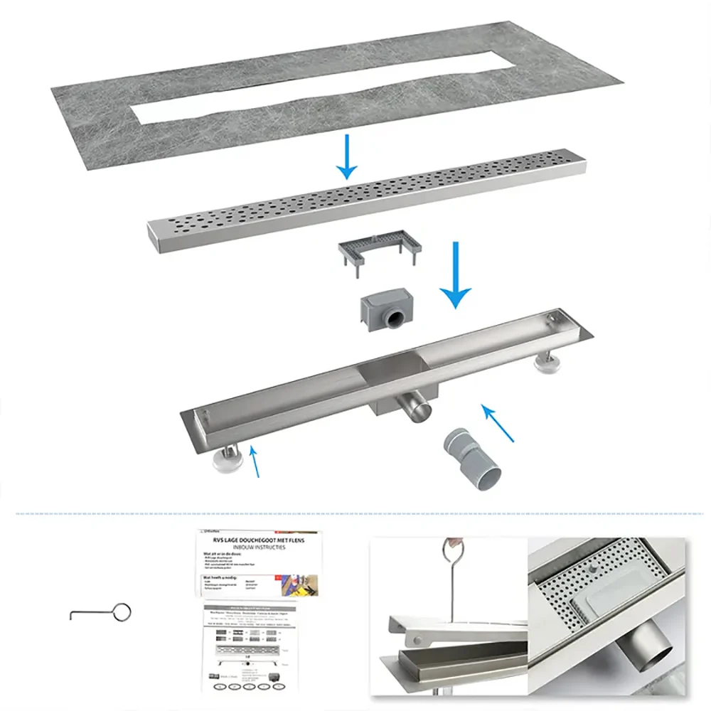 AICA ITALY Canaletta doccia canalina doccia per box doccia acciaio inox sifone antiodore bolle griglia - Image 5