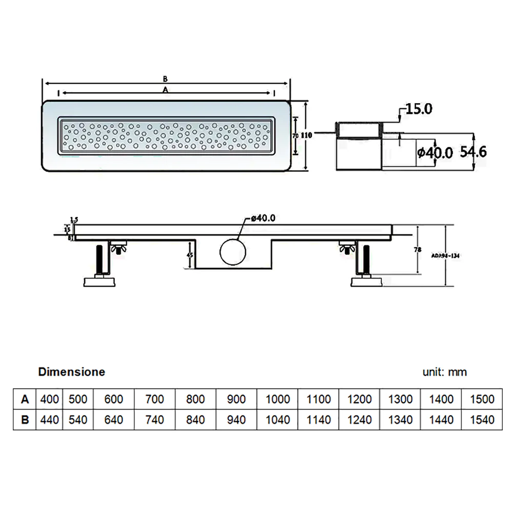 AICA ITALY Canaletta doccia canalina doccia per box doccia acciaio inox sifone antiodore bolle griglia - Image 6