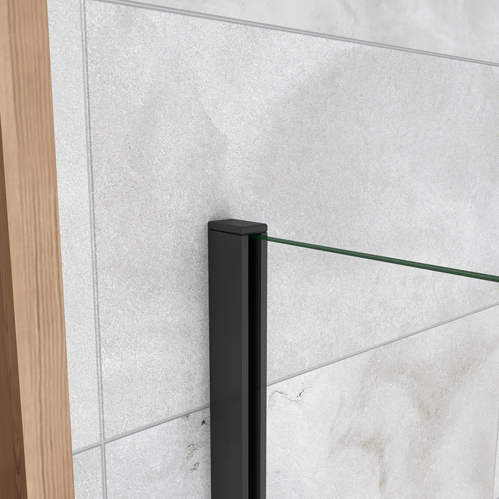 Aica Parete Fissa Doccia Walk In 40-120x200cm in Vetro 8 mm Temperato Trasparente Anticalcare Con Barra Stabilizzatrice Profilo Nero Opaco - Image 7