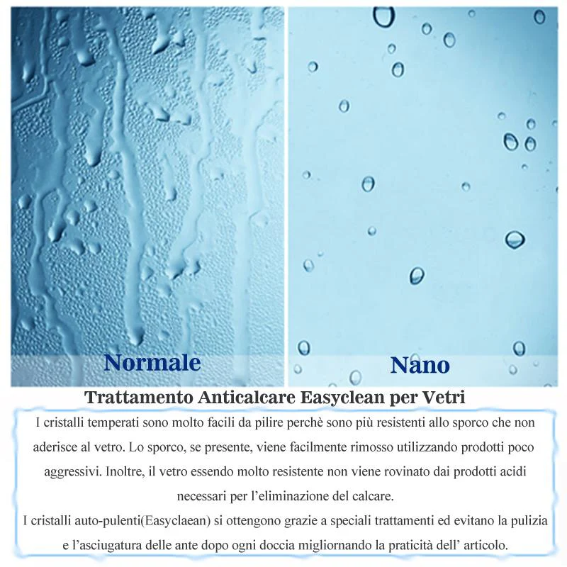 Aica Parete Per Doccia 200cm Walk-In Vetro Temperato Trasparente Anticalcare 8 mm Serigrafato Nero con Riquadri Barra Stabilizzatrice Nero Opaco - Image 12