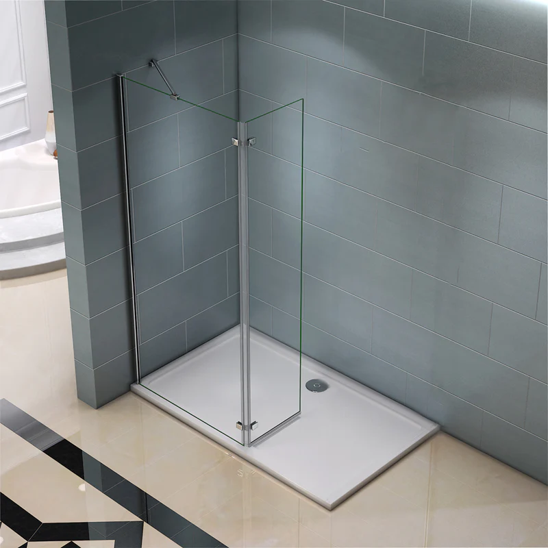 Box doccia walk-in Aica altezza 200 cm a parete in vetro temperato trasparente anticalcare removibile con barra stabilizzatrice da 45 cm o senza barra di supporto - Image 4