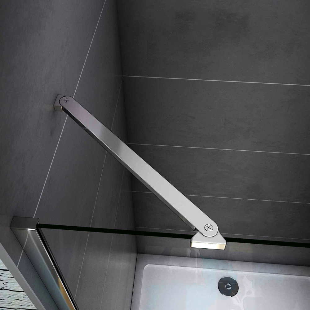 Aica 195 cm Porta Doccia Per Nicchia Apertura Battente Più Paretina Fissa Barra Stabilizzatrice In Vetro 6 mm Temperato Trasparente Anticalcare - Image 5