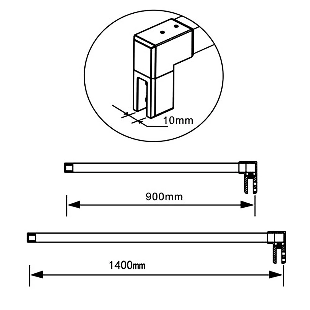 Aica 200cm Parete Per Doccia Walk In Vetro Temperato Trasparente Anticalcare 10mm Con Barra Stabilizzatrice Dimensioni Multiple - Image 11