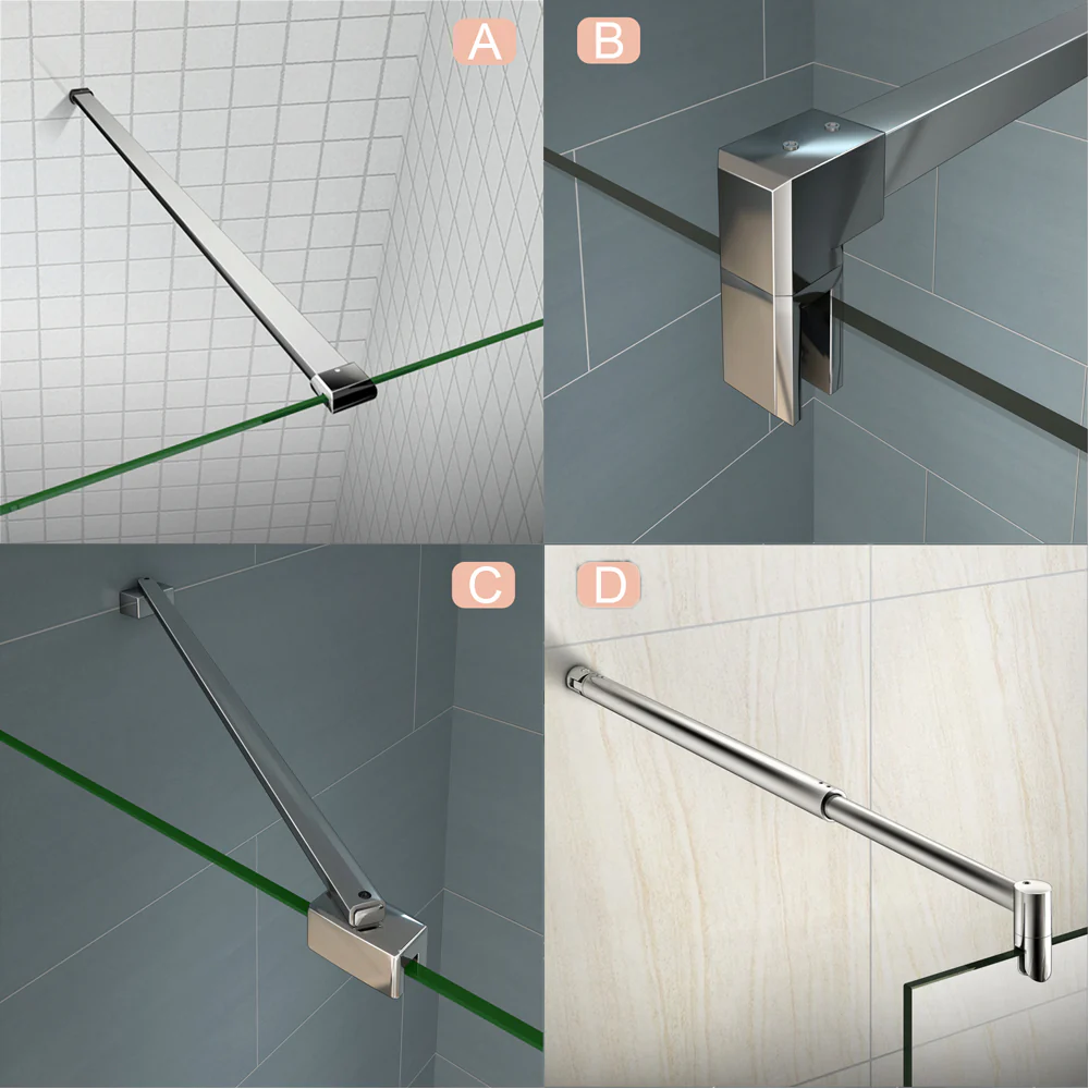 Aica Box Doccia Walk In Parete Fissa Con Barra Stabilizzatrice Vetro 8mm Temperato Trasparente Anticalcare - Image 3