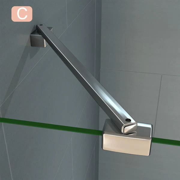 Aica Box Doccia Walk In Parete Fissa Con Barra Stabilizzatrice Vetro 8mm Temperato Trasparente Anticalcare - Image 7