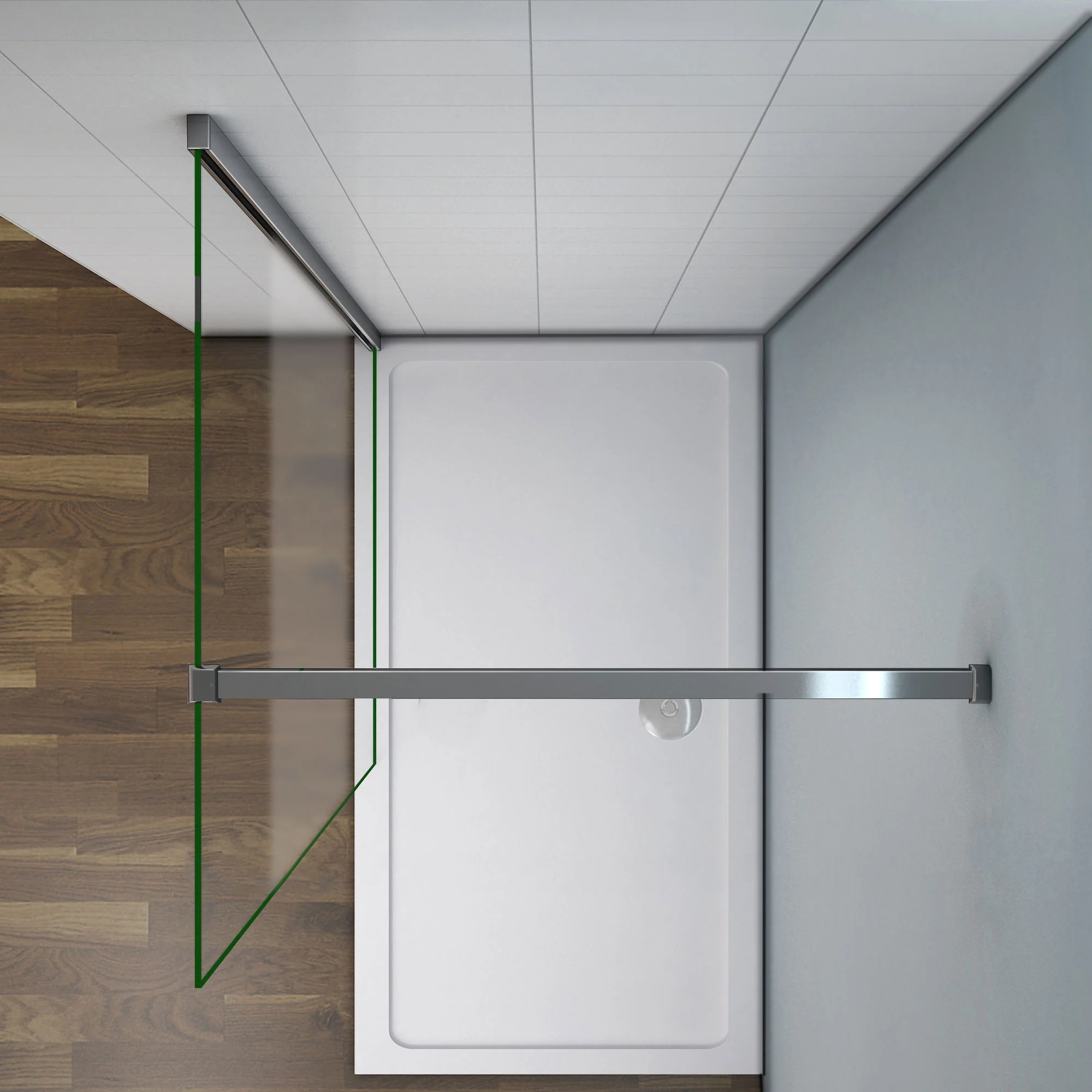 Aica Walk In Alta 200 cm Parete Per Doccia Vetro 8mm Temperato Anticalcare Fascia Centrale Opaca Barra Stabilizzatrice 140cm Piatto Doccia - Image 4