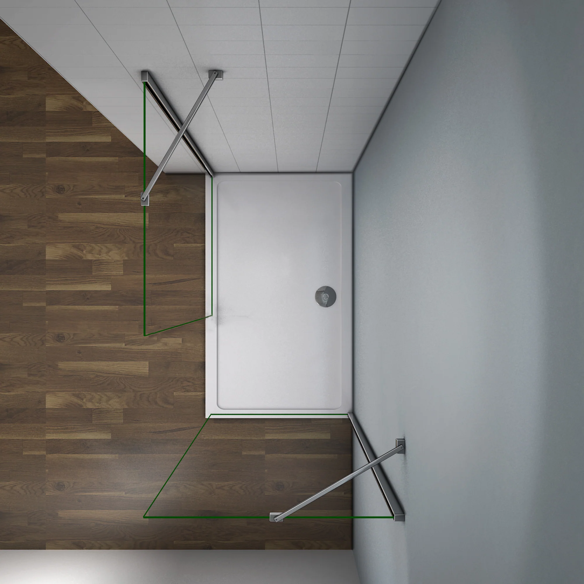 Aica Walk-In Doppia Parete Per Doccia Fissa Due Barre Stabilizzatrici 45cm In Vetro 8mm Temperato Trasparente Anticalcare Piatto Doccia - Image 4