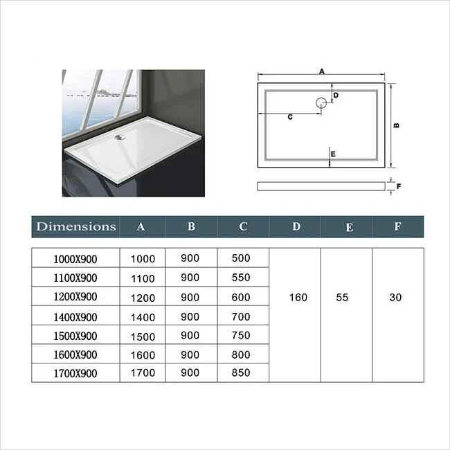 Aica Piatto Doccia Quadrato/Rettangolare Dimensioni Multiple In Marmo Minerale e Resina Mista Ultra Sottile Bianco Lucido Antiscivolo Antibatterico - Image 10