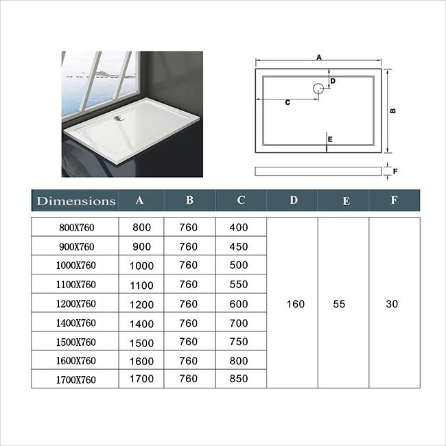 Aica Piatto Doccia Rettangolare Bianco Lucido Antiscivolo Antibatterico Ultraslim 3cm In Marmo e Resina Mista Dimensioni Multiple - Image 6