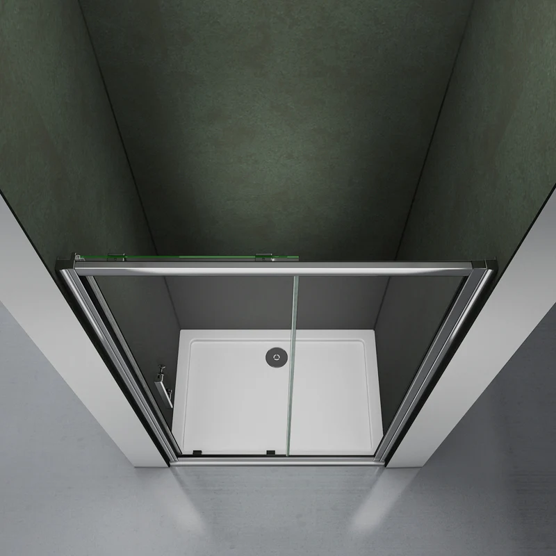 Aica 185 cm Box Doccia Per Nicchia Porta Scorrevole In Vetro 5mm Temperato Trasparente Telai In Alluminio Cromato Lucido - Image 5