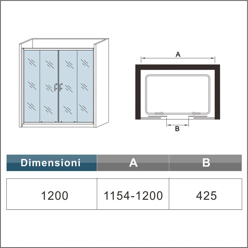 Aica Box Doccia Per Nicchia Doppie Porte Scorrevoli Da Bagno Vetro Temperato Trasparente 120X185cm - Image 6