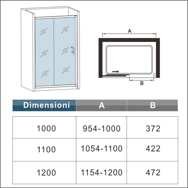 Aica Porta Box Doccia Per Nicchia Vetro Temperato Trasparente - Image 6