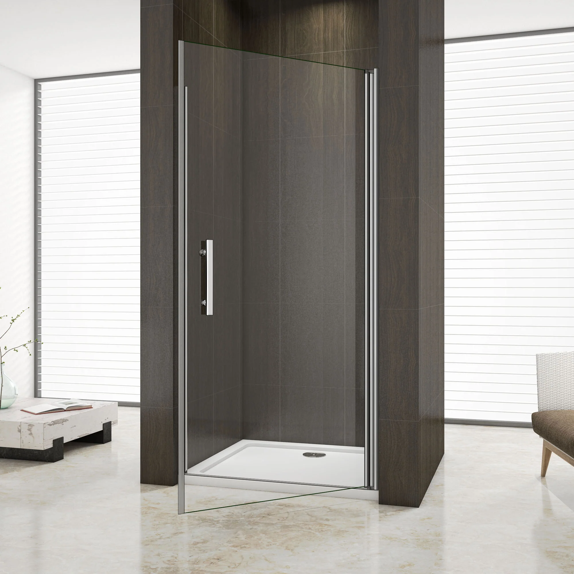 Aica 195 cm Porta Doccia Per Nicchia Apertura Battente Vetro 6 mm Temperato Trasparente Anticalcare - Image 3