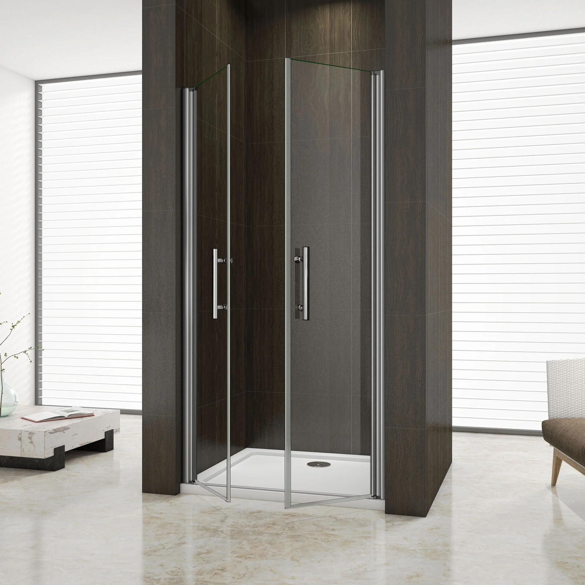 Aica 185cm Box Doccia Per Nicchia Doppia Porta Battente Saloon In Vetro 6 mm Temperato Trasparente Anticalcare - Image 3