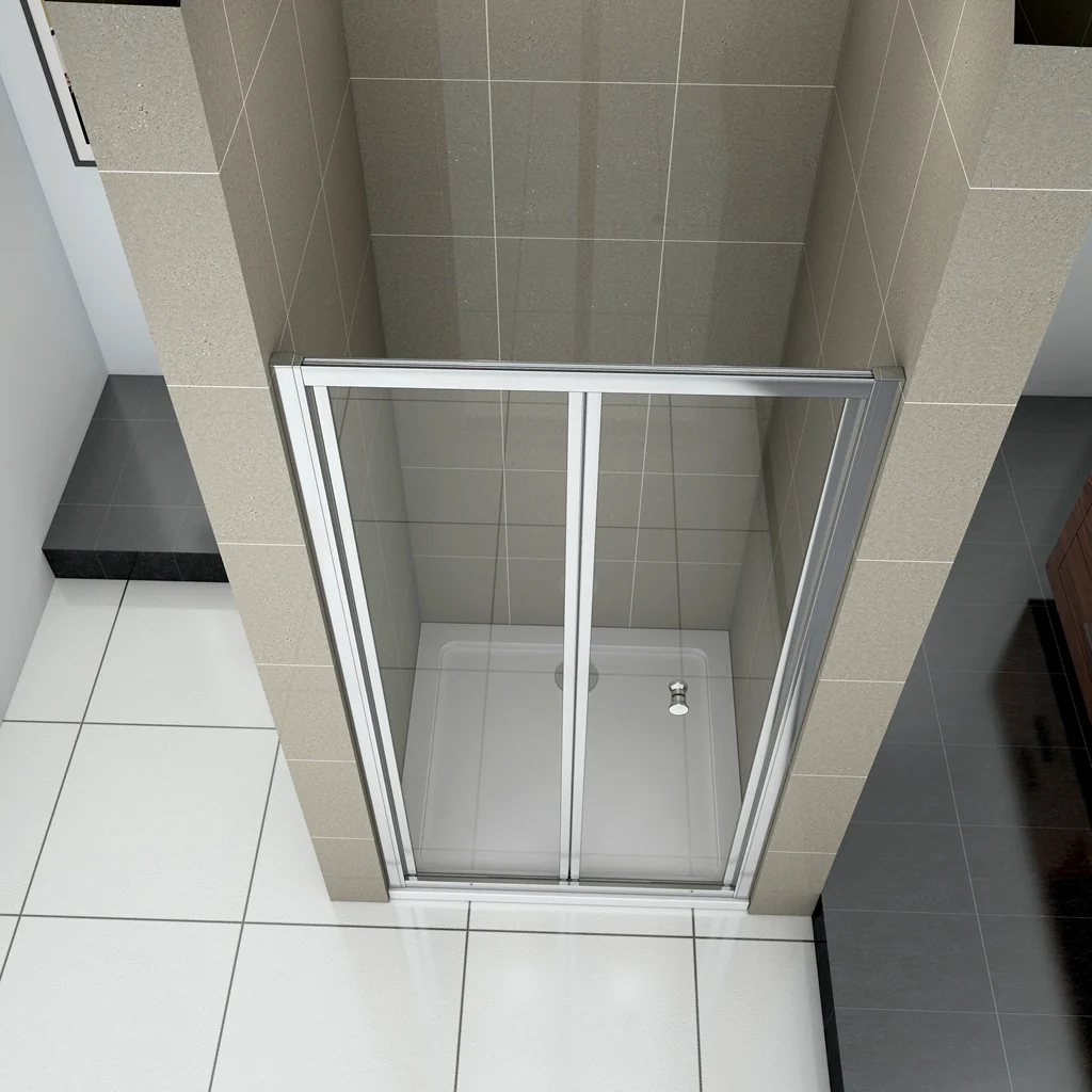 Aica Porta Doccia per Nicchia Porta Scorrevole a libro Vetro Temperato 6 mm Trasparente Profili Cromati Lucidi 185 cm - Image 4