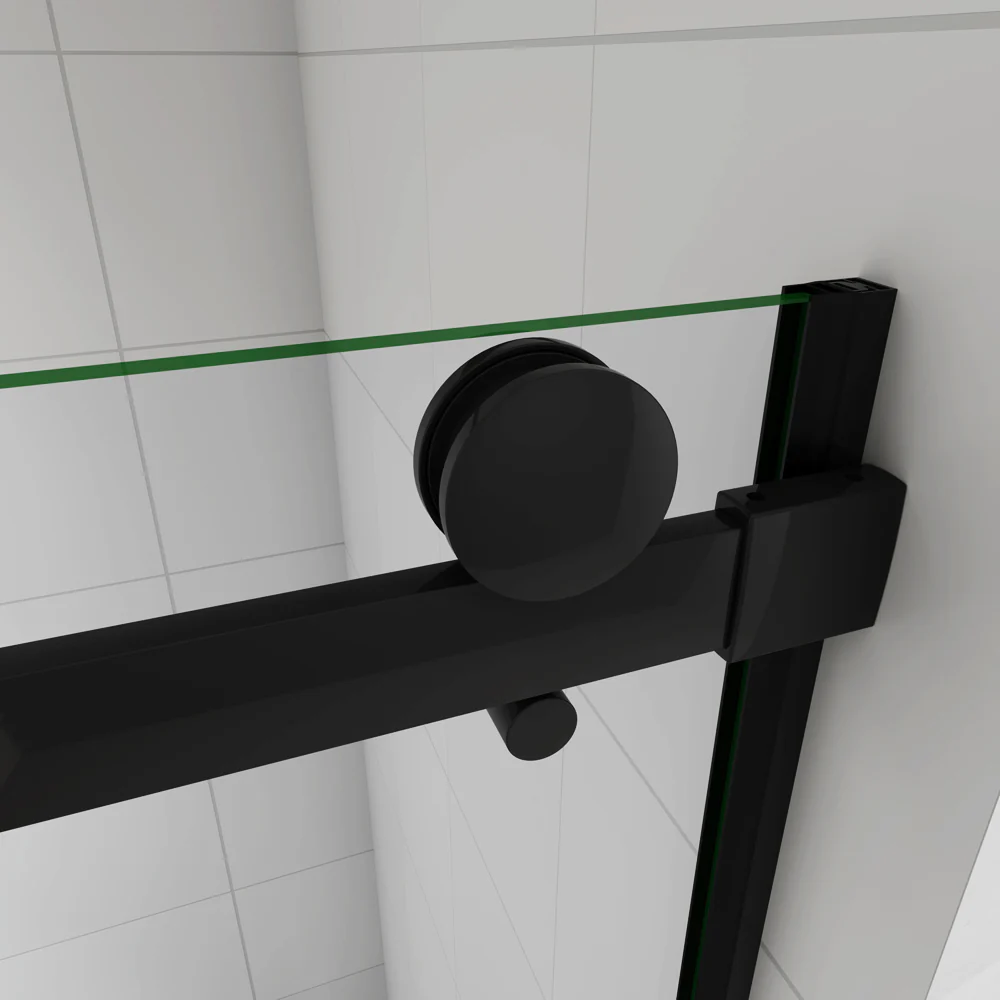 Aica 200 cm Box Doccia Per Nicchia Porta Scorrevole Ingresso Laterale In Vetro 8 mm Temperato Trasparente Anticalcare Telaio Nero Opaco - Image 9