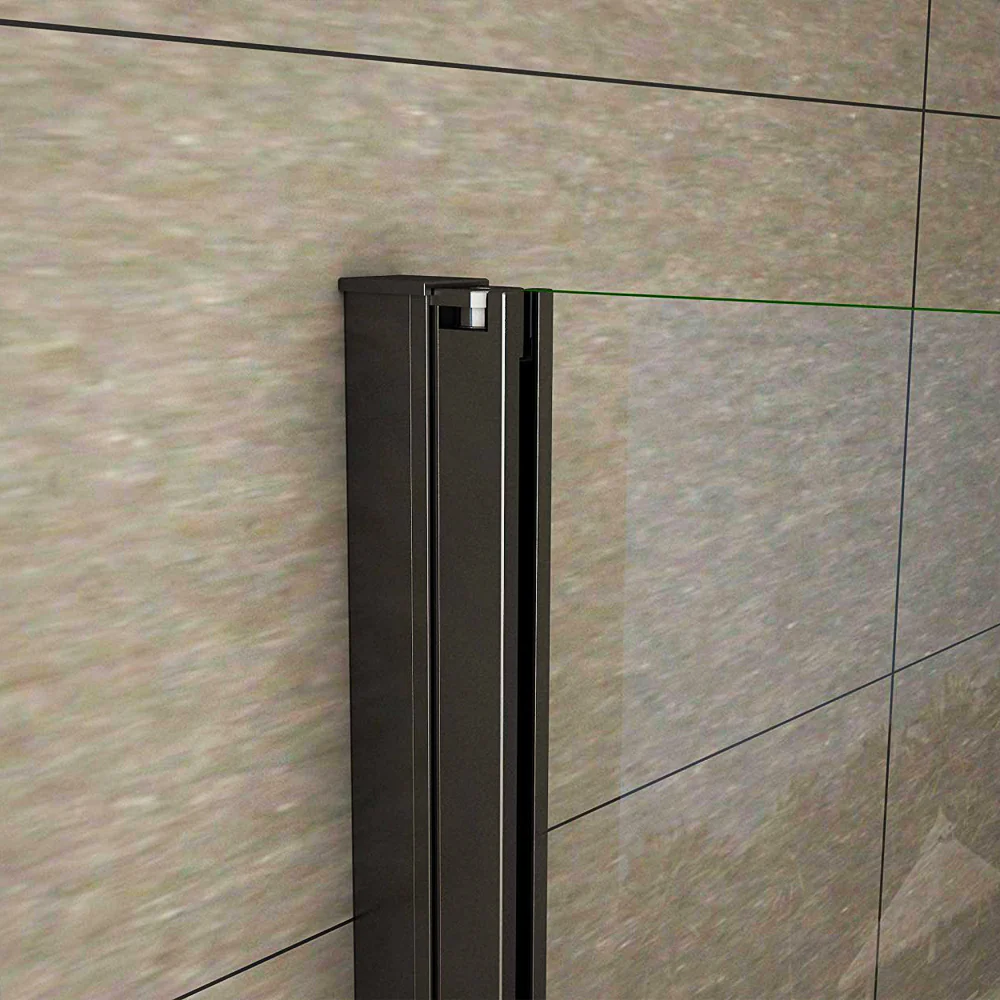 Aica 200 cm Box Doccia Per Nicchia Doppia Porta Battente Saloon In Vetro 8 mm Temperato Trasparente Anticalcare Telaio Nero Opaco - Image 7