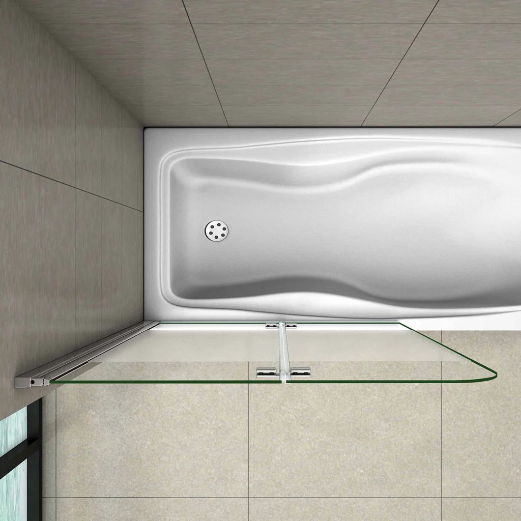 Aica Sopravasca 140 cm Apribile 180 Gradi verso Sinistro/Destro in Vetro Temperato 6 mm Trasparente Anticalcare Fascia Centrale Opaca - Image 6