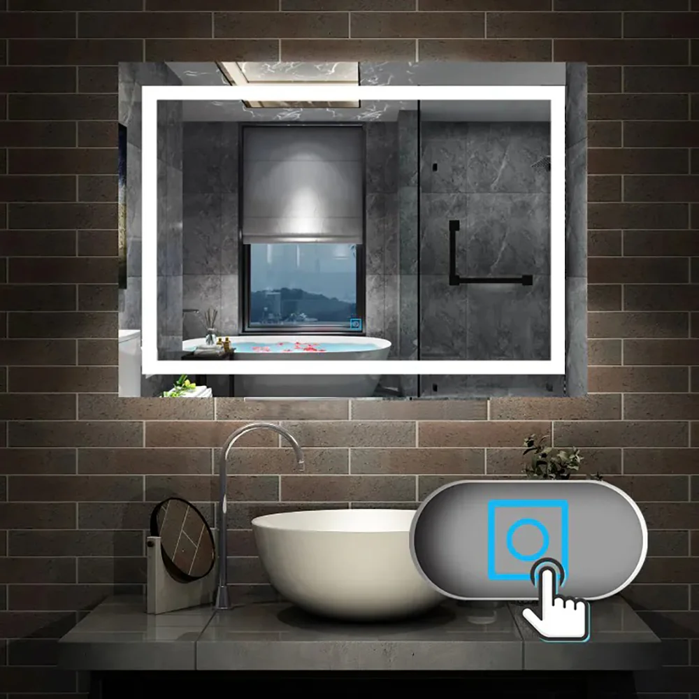 AICA Specchio Da Bagno Rettangolare Da 150x80cm con LED, Antiappannamento, 3 Temperature Colore - Image 3