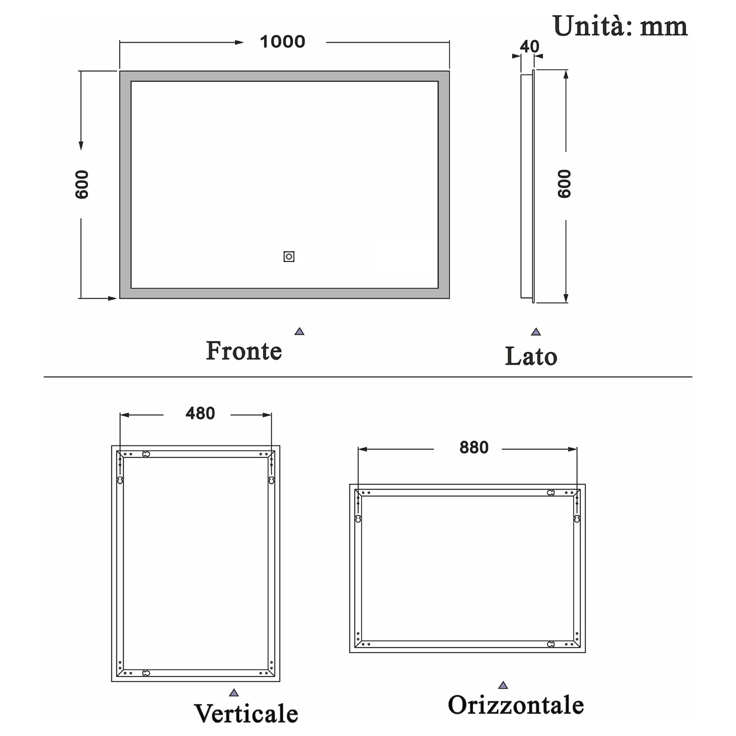 Aica Specchio Quadrato Da Bagno Specchio Cosmetico Con Illuminazione, Anti-appannamento, Luce Bianca Fredda 6000K, IP44 Resistente All'umidità, Vetro Senza Rame - Image 12