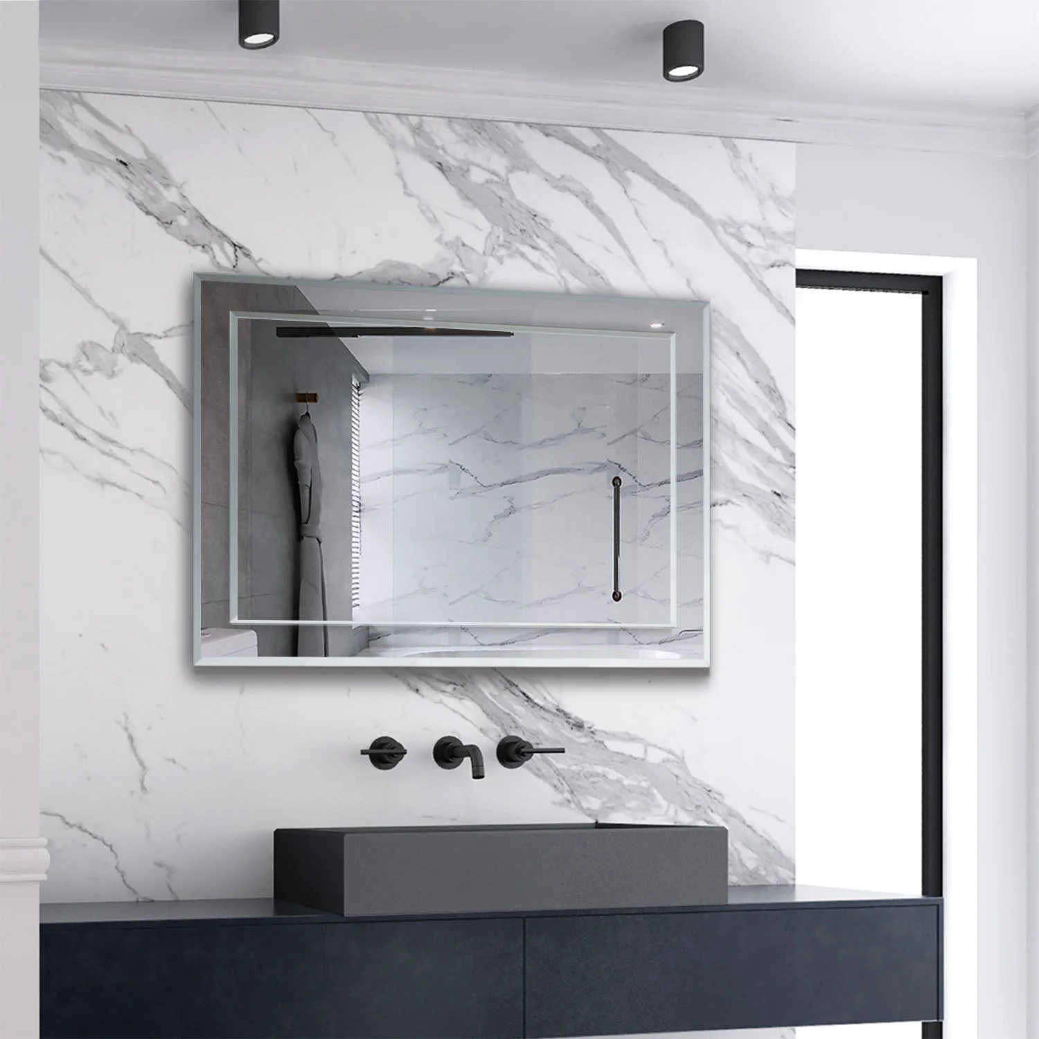 Aica Specchio da Toeletta Specchio da Bagno per Bagno, Camera da Letto, Soggiorno Specchio Singolo in Vetro Senza Rame con Pannello Posteriore - Image 5