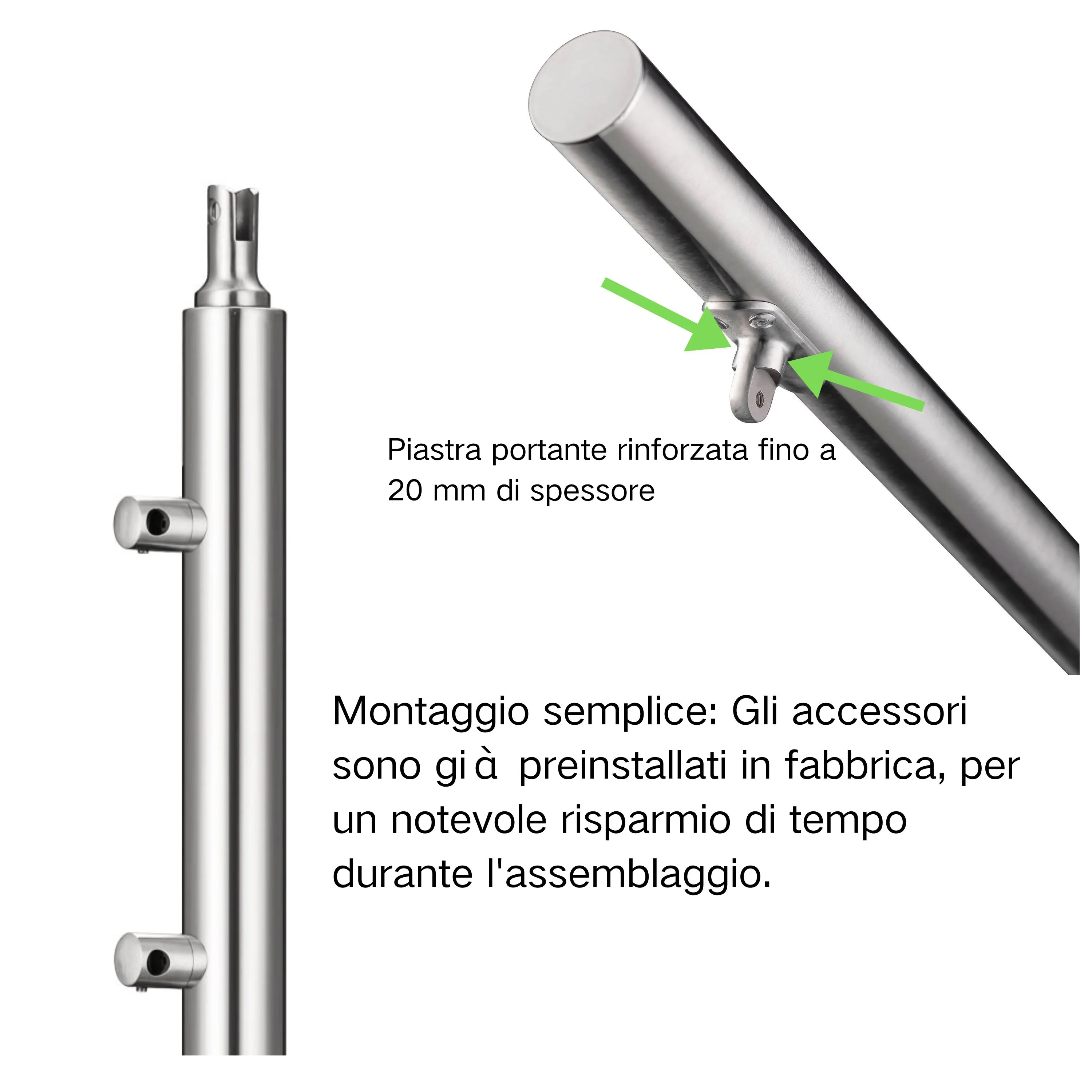 Balaustra Ringhiera Corrimano in acciaio inox 304 spazzolato 5 barre trasversali - Image 8