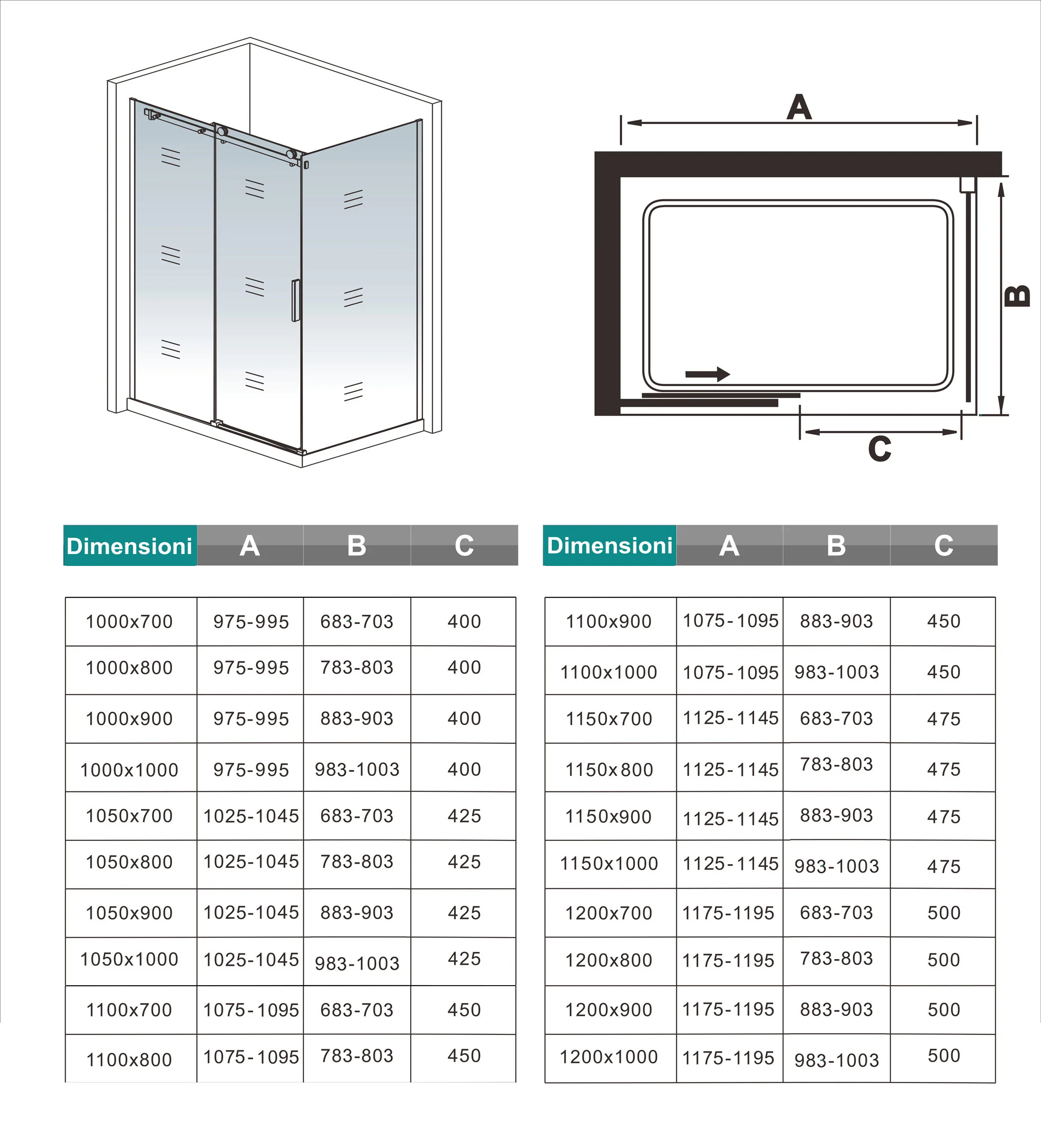 Box Doccia Angolare H.195 cm Porta Scorrevole con Parete Fissa Vetro 8 mm Temperato Anticalcare Trasparente Telaio Cromo Dorato - Image 10
