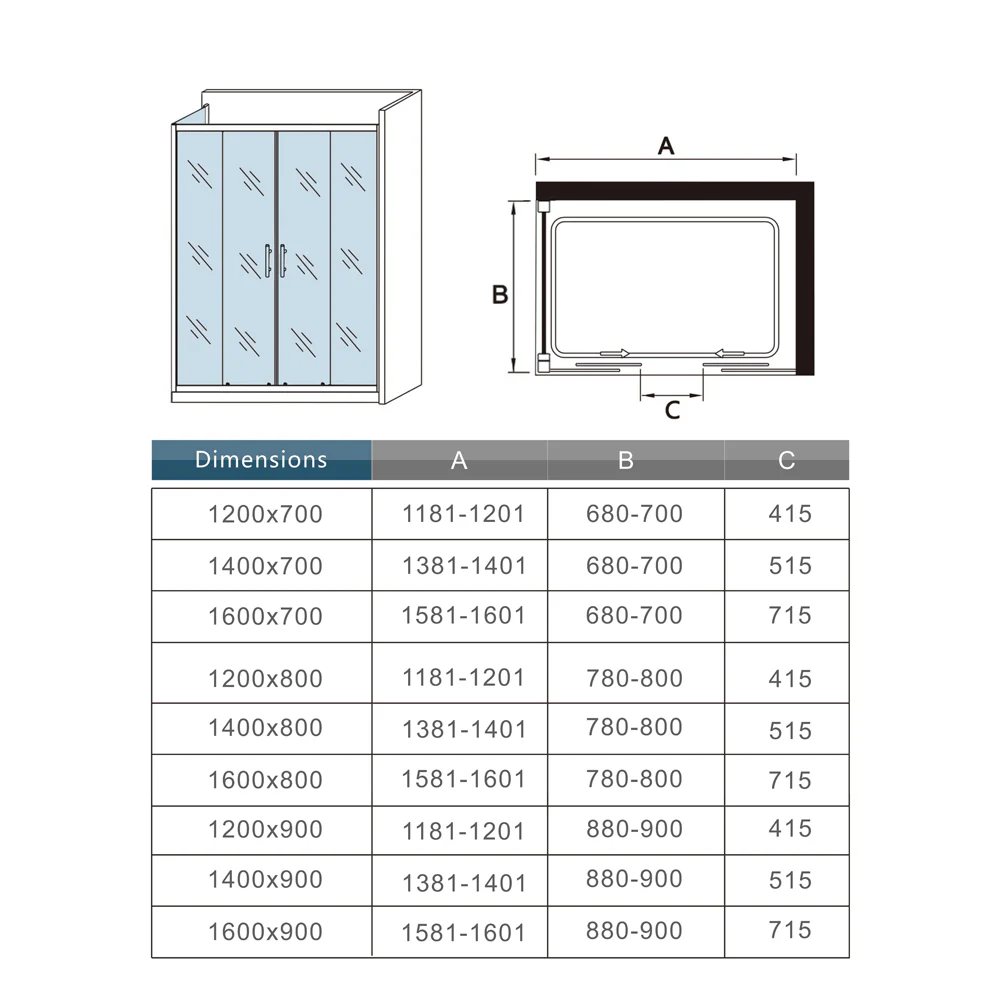 185 cm Box Doccia Angolare Porta Scorrevole con Parete Fissa Vetro 5mm Ingresso Centrale Temperato Trasparente Profilo Cromato Lucido - Image 6