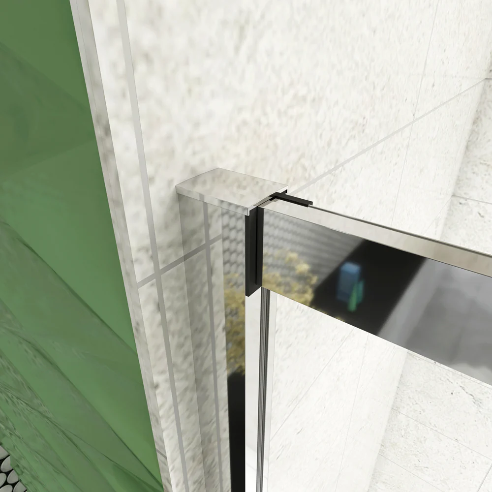 185 cm Box Doccia Angolare Porta Scorrevole con Parete Fissa Vetro 5mm Ingresso Centrale Temperato Trasparente Profilo Cromato Lucido - Image 9
