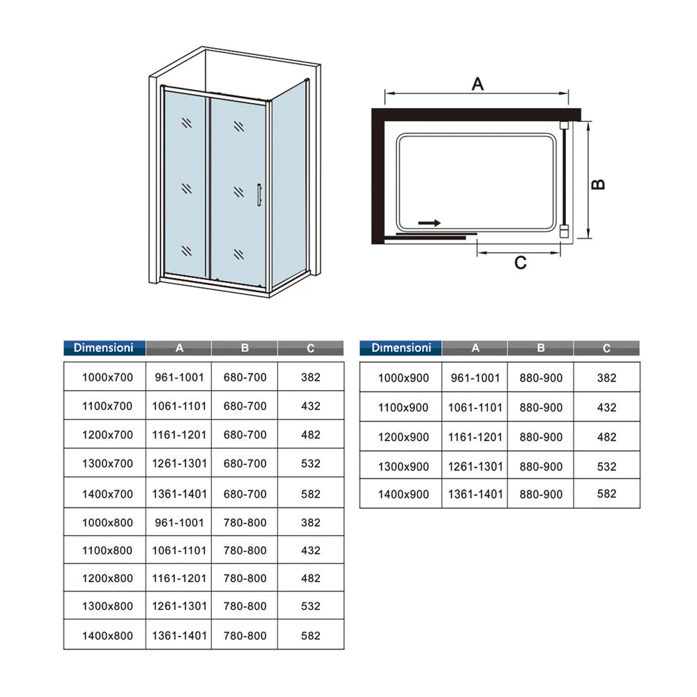 Box Doccia Angolare Porta Scorrevole con Parete Fissa Vetro Temperato 5mm Satinato Opaco H.185cm - Image 8