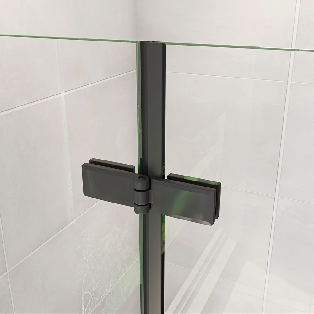Box Doccia Angolare Porte Battente e Pieghevoli Vetro 5mm Temperato Trasparente Anticalcare Profilo Nero Opaco Piatto Doccia incluso - Image 8