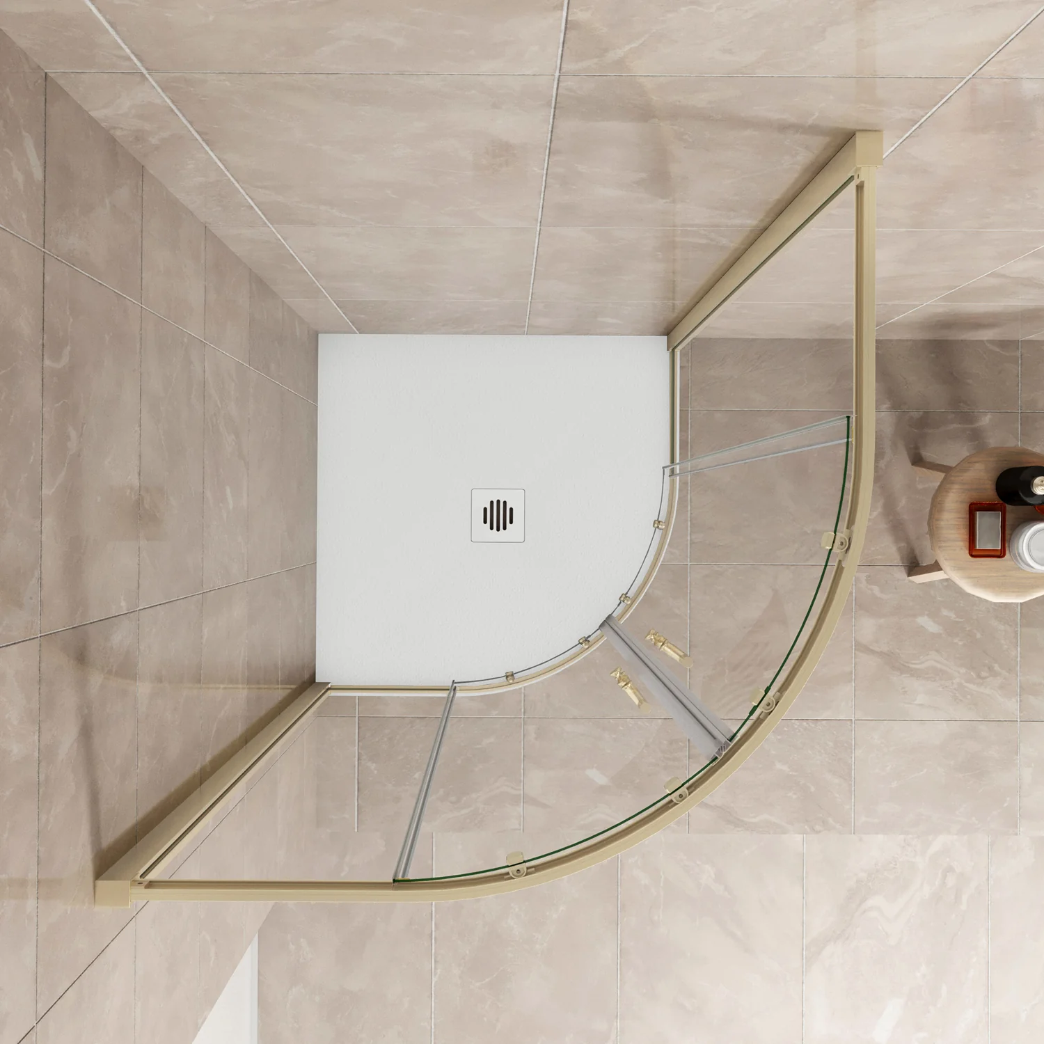 Box Doccia Semicircolare 80-90X80-90cm Porte Scorrevoli Vetro Temperato 6 mm Trasparente Anticalcare Oro Spazzolato 190 cm - Image 3