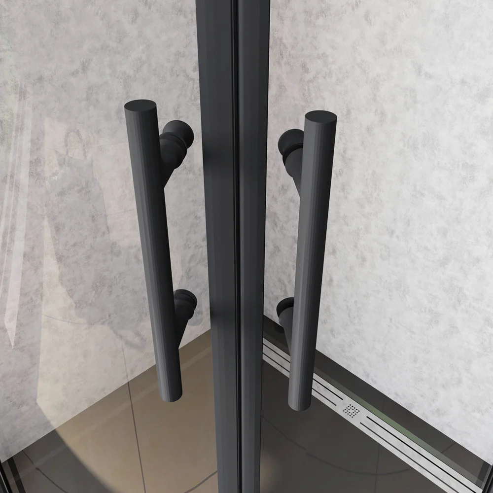 Box Doccia Semicircolare Ante Scorrevoli Vetro Temperato 5mm Trasparente Profilo Nero Opaco - Image 9