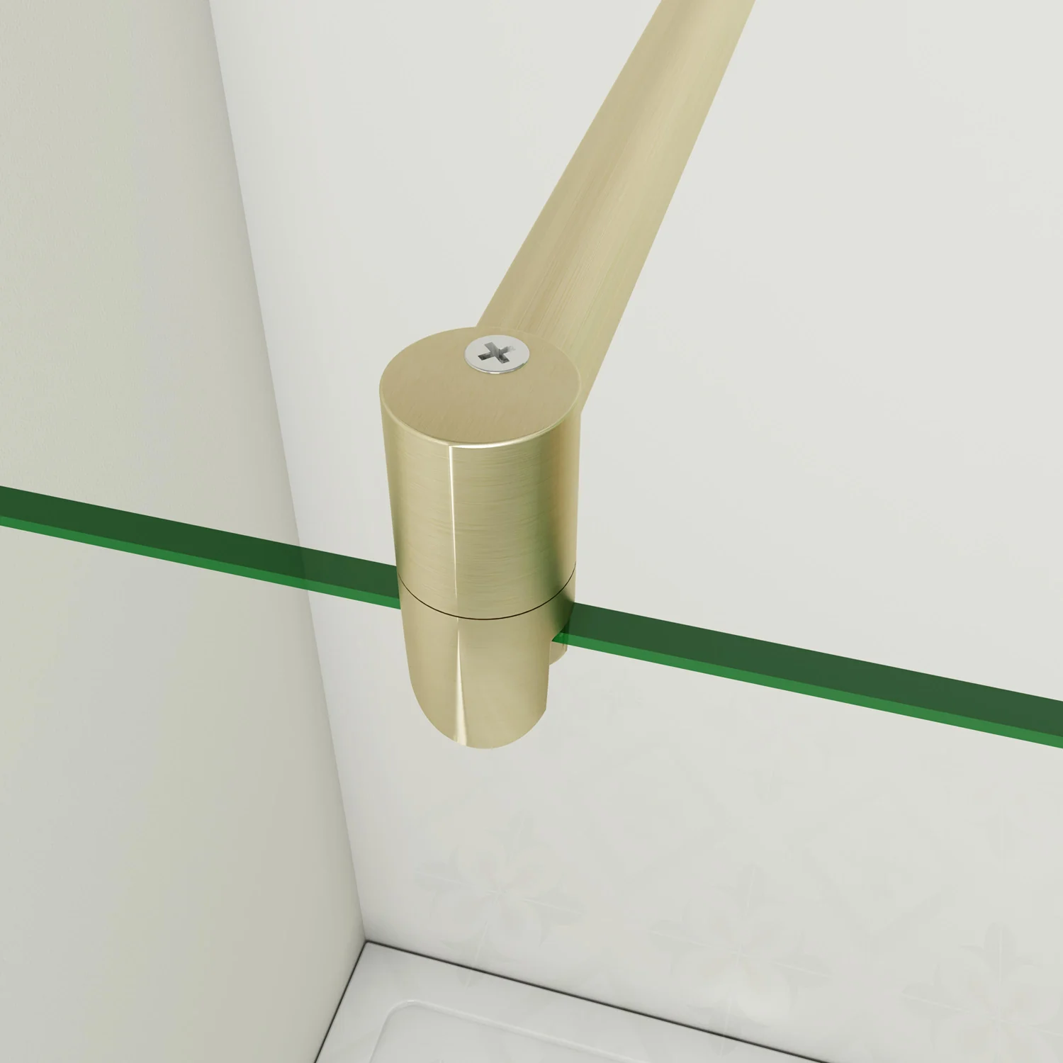 Box Doccia Walk In 40-50-60-70-80-85-90-100-110-120x200 cm Parete Fissa Vetro 8/10 mm Trasparente Anticalcare Oro Spazzolato Barra Stabilizzatrice 70-120 cm - Image 4