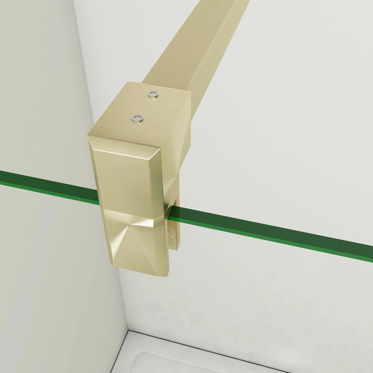 Box Doccia Walk In 40-50-60-70-80-85-90-100-110-120x200 cm Parete Fissa Vetro 8/10 mm Trasparente Anticalcare Oro Spazzolato Barra Stabilizzatrice 140 cm - Image 4