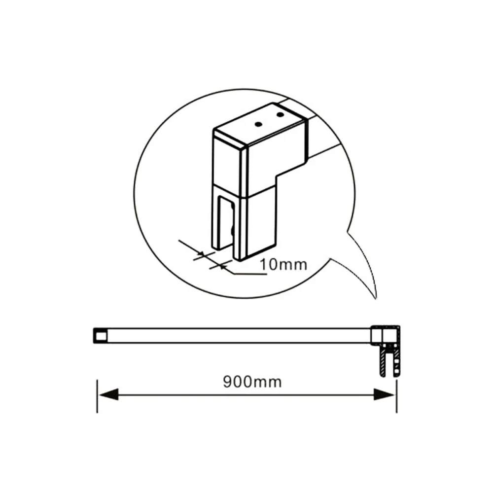 Aica Parete Per Doccia Walk-In Vetro Trasparente 8mm Larga 50-140cm Alta 200cm Con Barra Stabilizzatrice Da 90cm Nero Opaco - Image 7