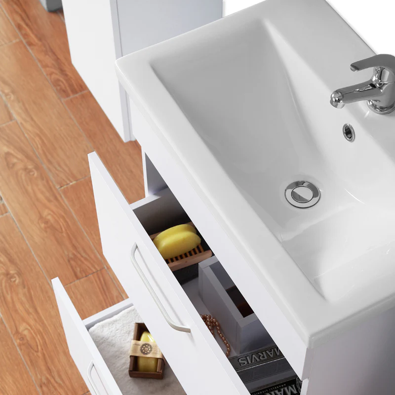 Aica Mobile Bagno 60cm Salvaspazi , con lavabo in Ceramica e 2 cassetti - Image 5