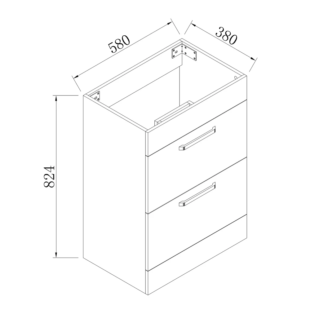 Aica Mobile Bagno 60cm Salvaspazi , con lavabo in Ceramica e 2 cassetti - Image 5